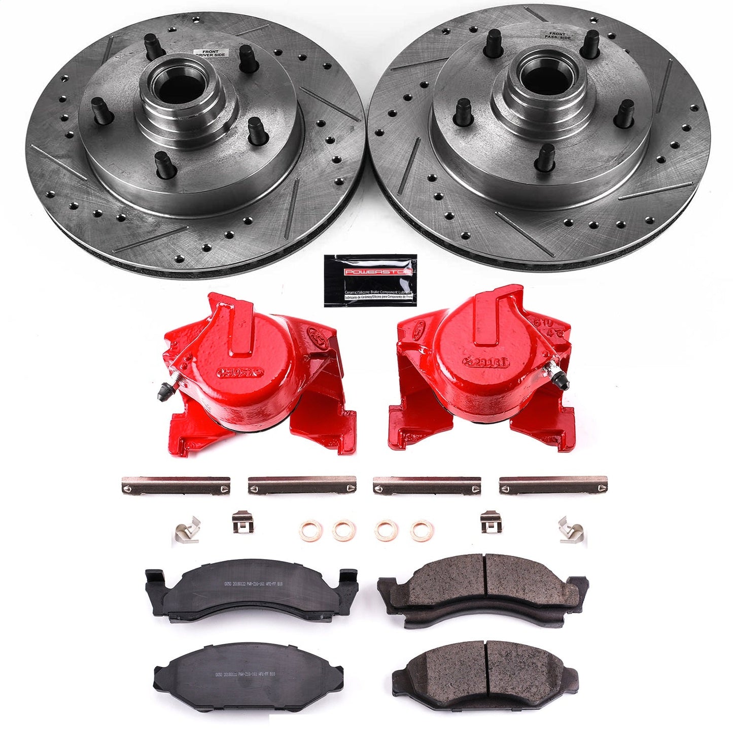 PowerStop Front Z23 Evolution Sport Brake Kit w/ Calipers | Ford E-150 Econoline (1986) (KC2578)