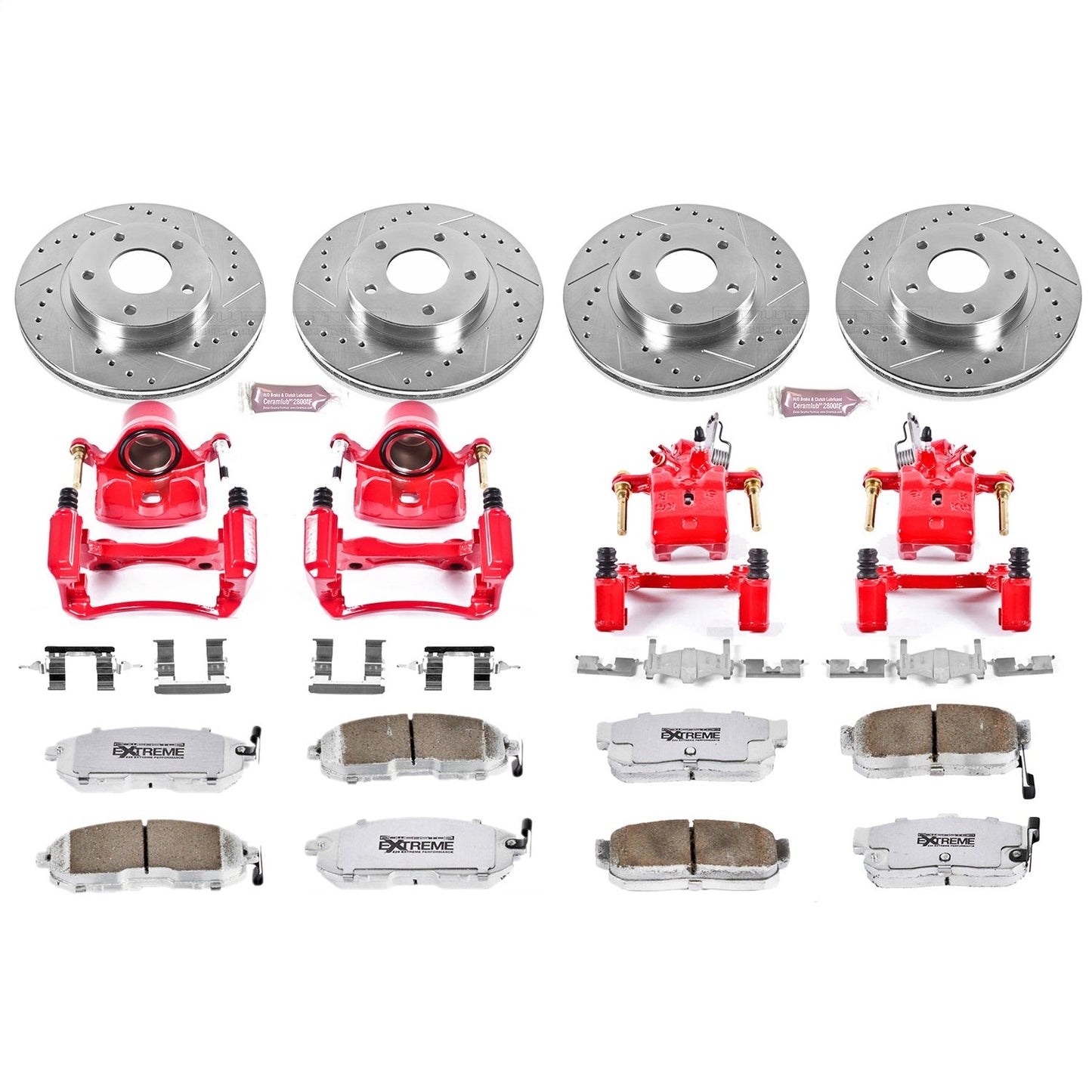 PowerStop Front & Rear Z26 Street Warrior Brake Kit w/ Calipers | Nissan Maxima (2000–2001) (KC2704-26)