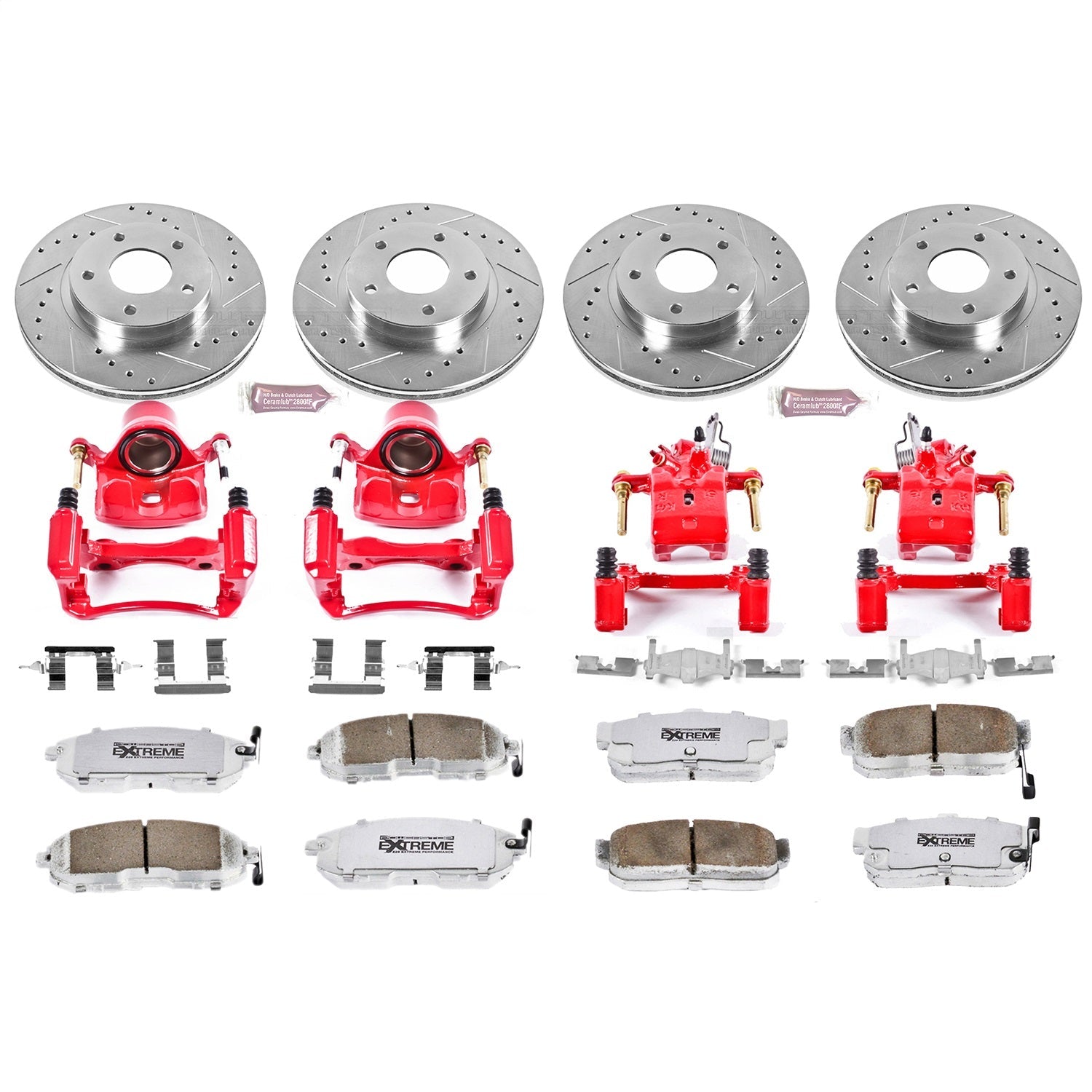 PowerStop Front & Rear Z26 Street Warrior Brake Kit w/ Calipers | Nissan Maxima (2000–2001) (KC2704-26)