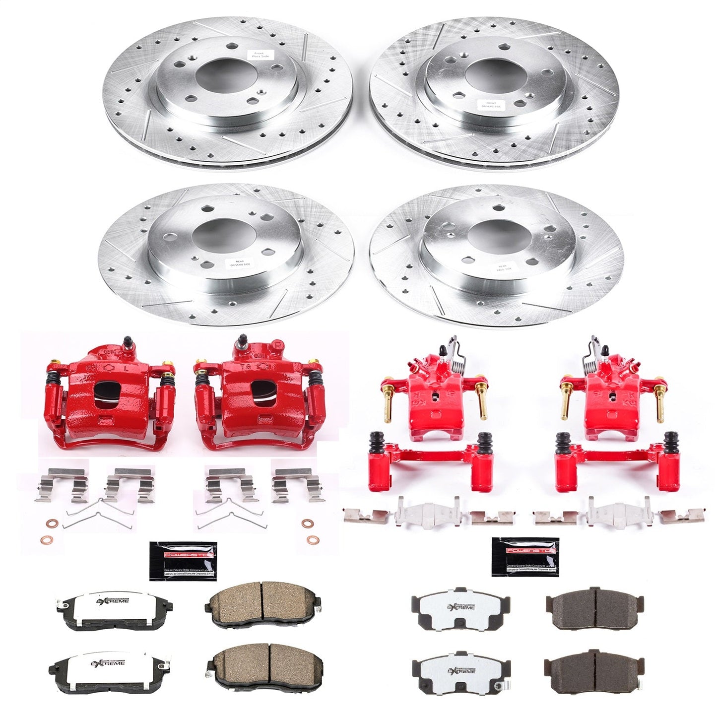 PowerStop Front & Rear Z26 Street Warrior Brake Kit w/ Calipers | Nissan Maxima (1999) (KC2704A-26)