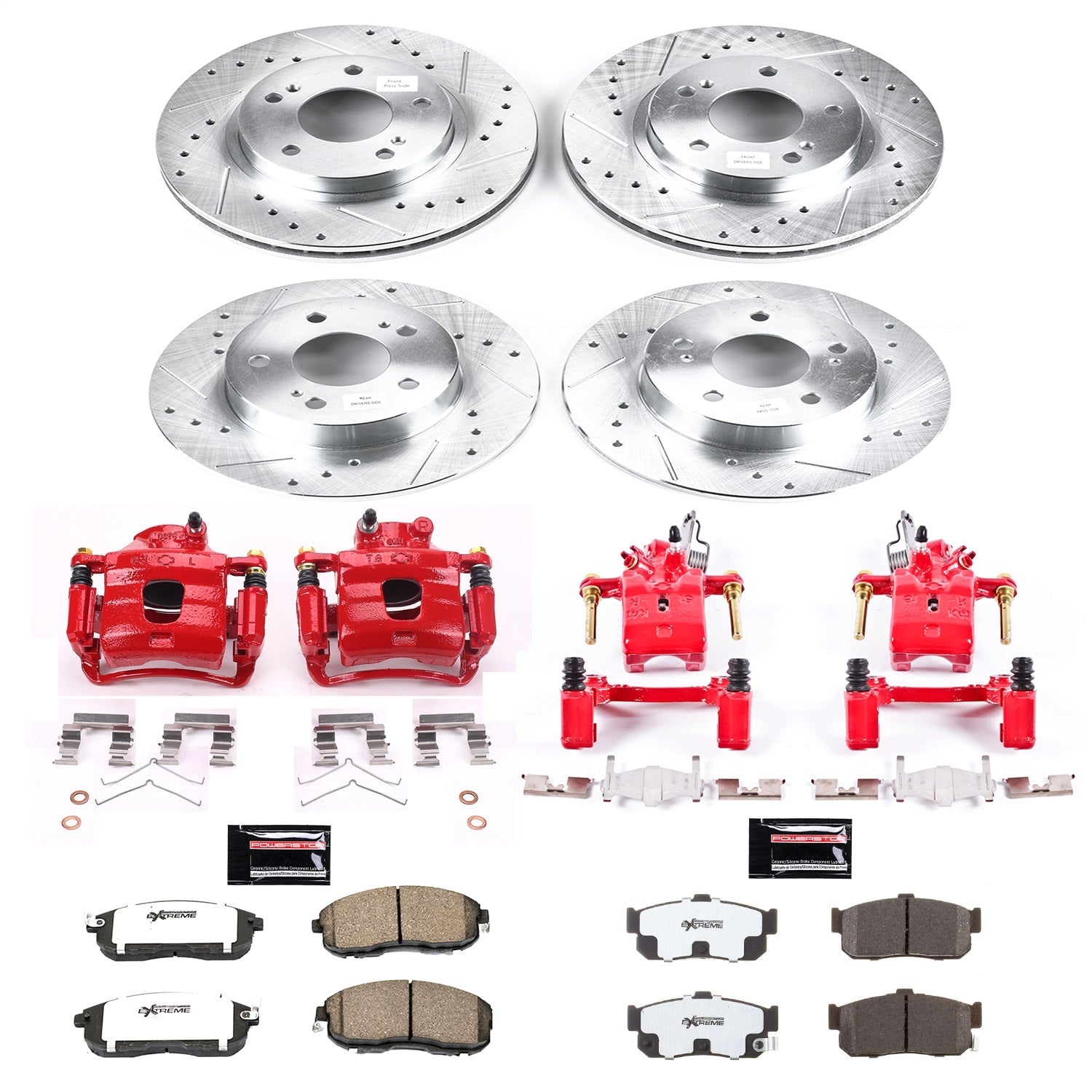 PowerStop Front & Rear Z26 Street Warrior Brake Kit w/ Calipers | Nissan Maxima (1999) (KC2704A-26)