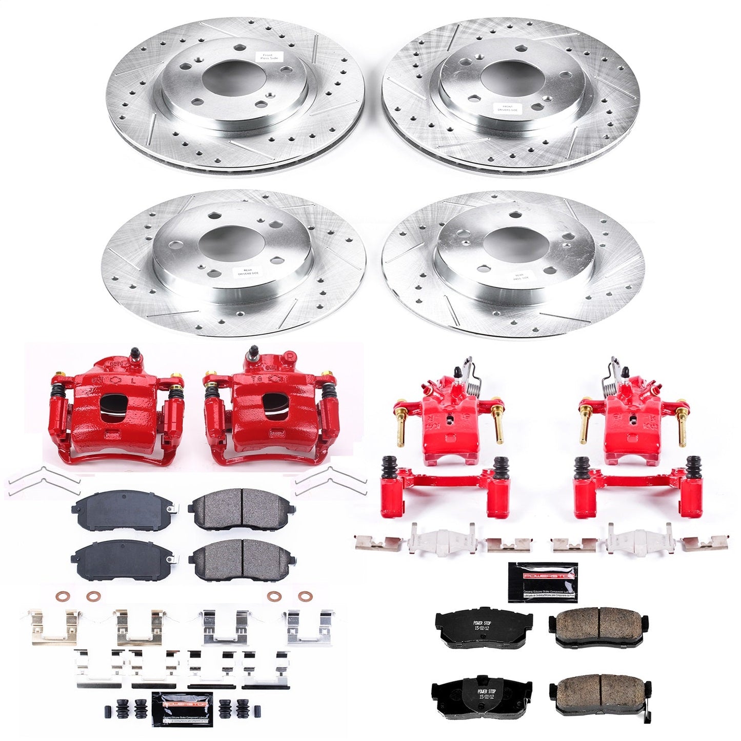 PowerStop Front & Rear Z23 Evolution Sport Brake Kit w/ Calipers | Nissan Maxima (1999) (KC2704A)