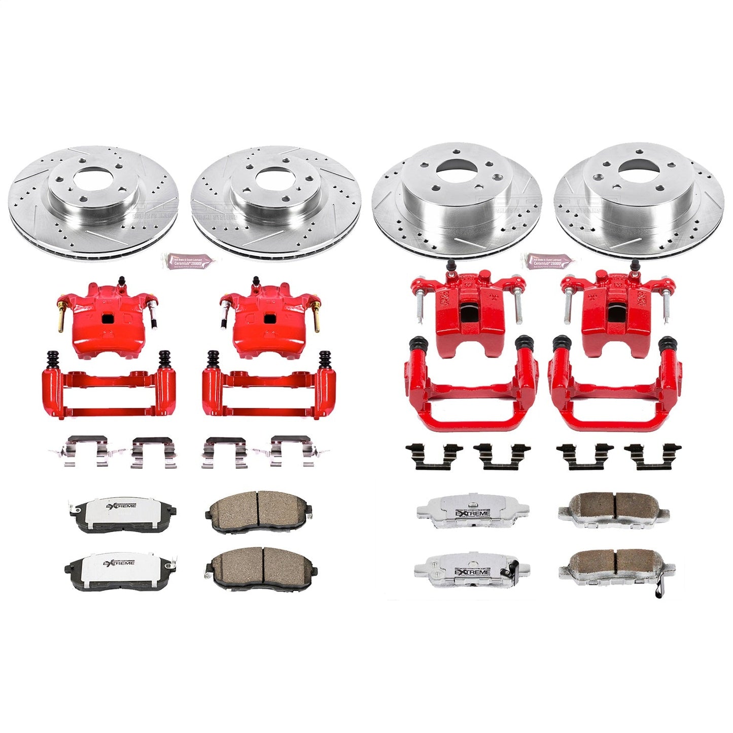 PowerStop Front & Rear Z26 Street Warrior Brake Kit w/ Calipers | Infiniti G35 (2003–2005) (KC2710-26)