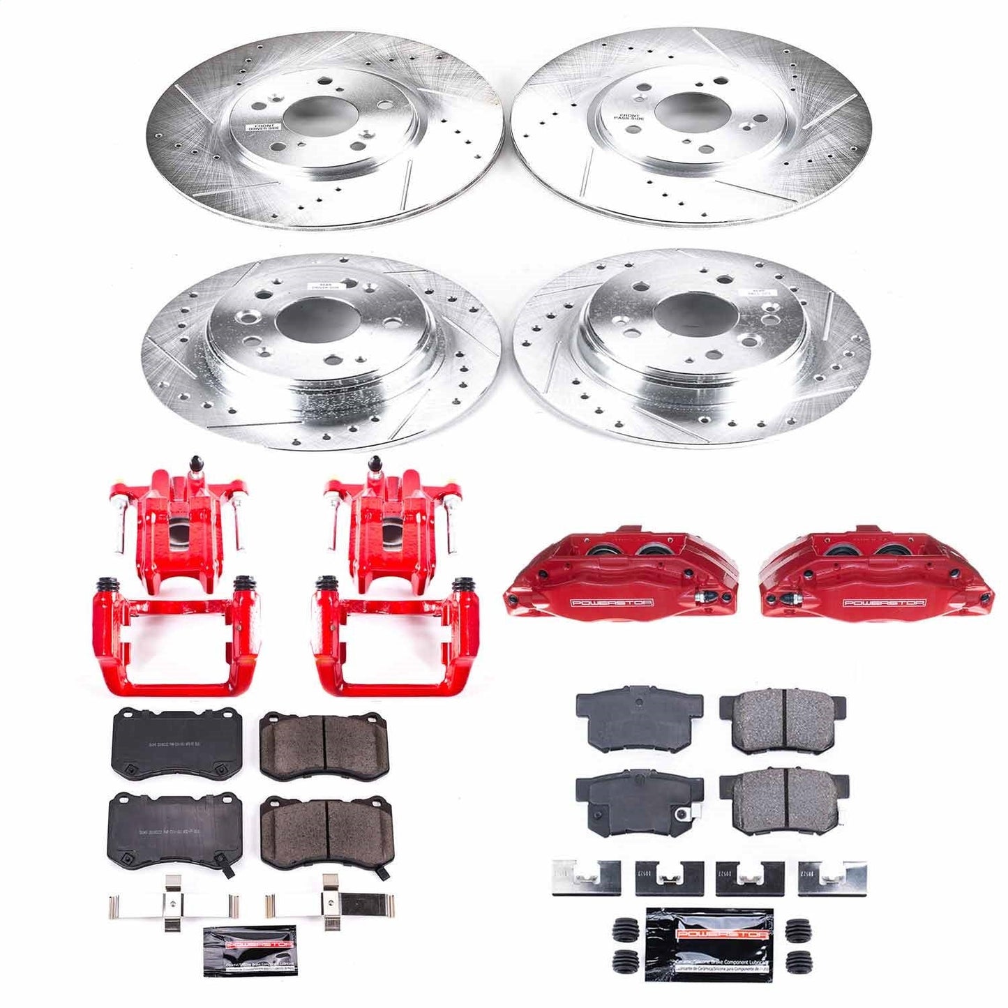 PowerStop Front & Rear Z23 Evolution Sport Brake Kit w/ Calipers | Acura TL (2004–2008) (KC2718)