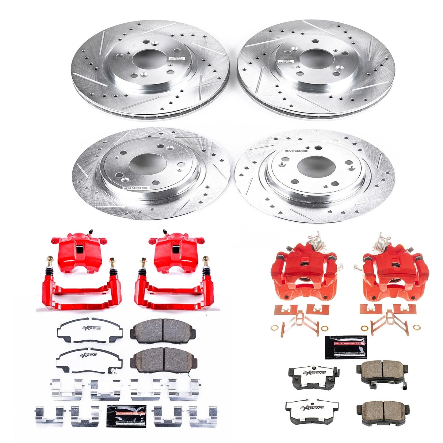 PowerStop Front & Rear Z26 Street Warrior Brake Kit w/ Calipers | Honda Accord (2006–2007) (KC2743-26)