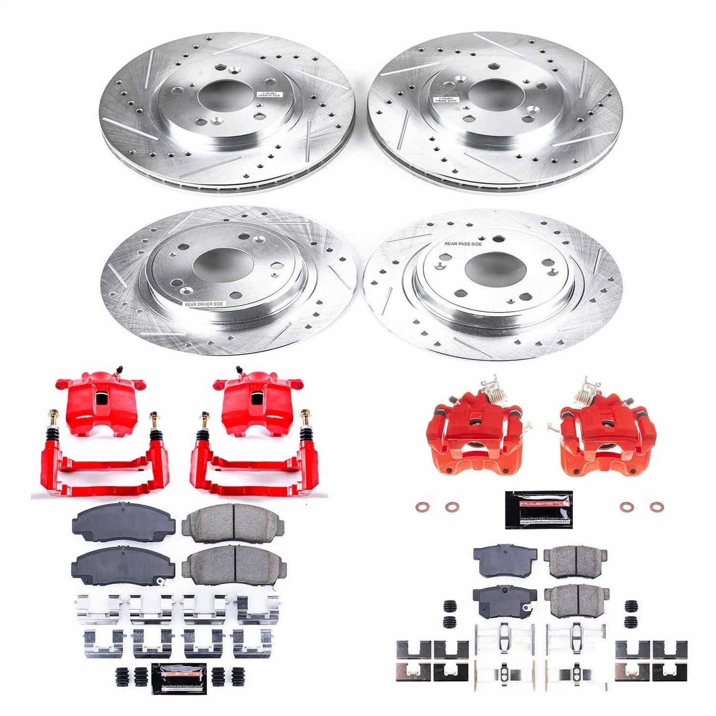 PowerStop Front & Rear Z23 Evolution Sport Brake Kit w/ Calipers | Honda Accord (2006–2007) (KC2743)