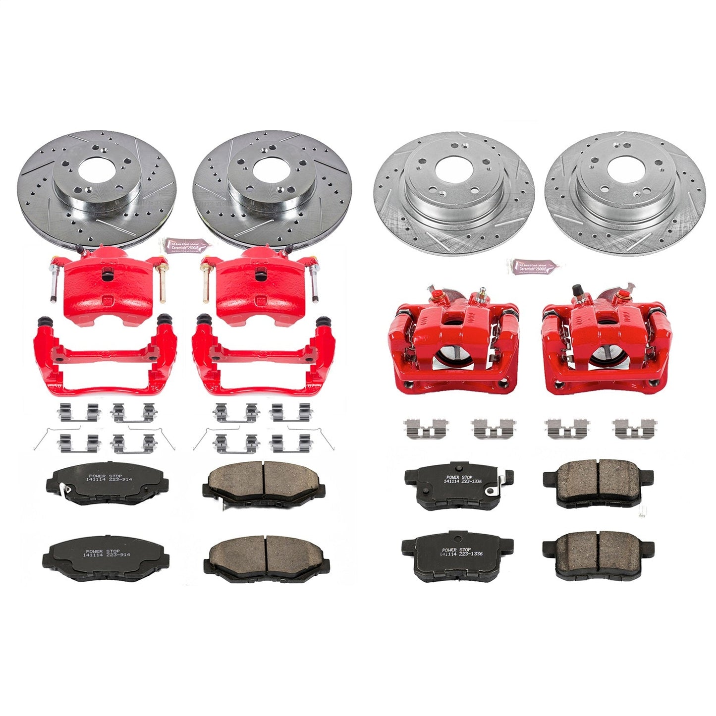 PowerStop Front & Rear Z23 Evolution Sport Brake Kit w/ Calipers | Honda Accord 2008–2010 (KC2744)