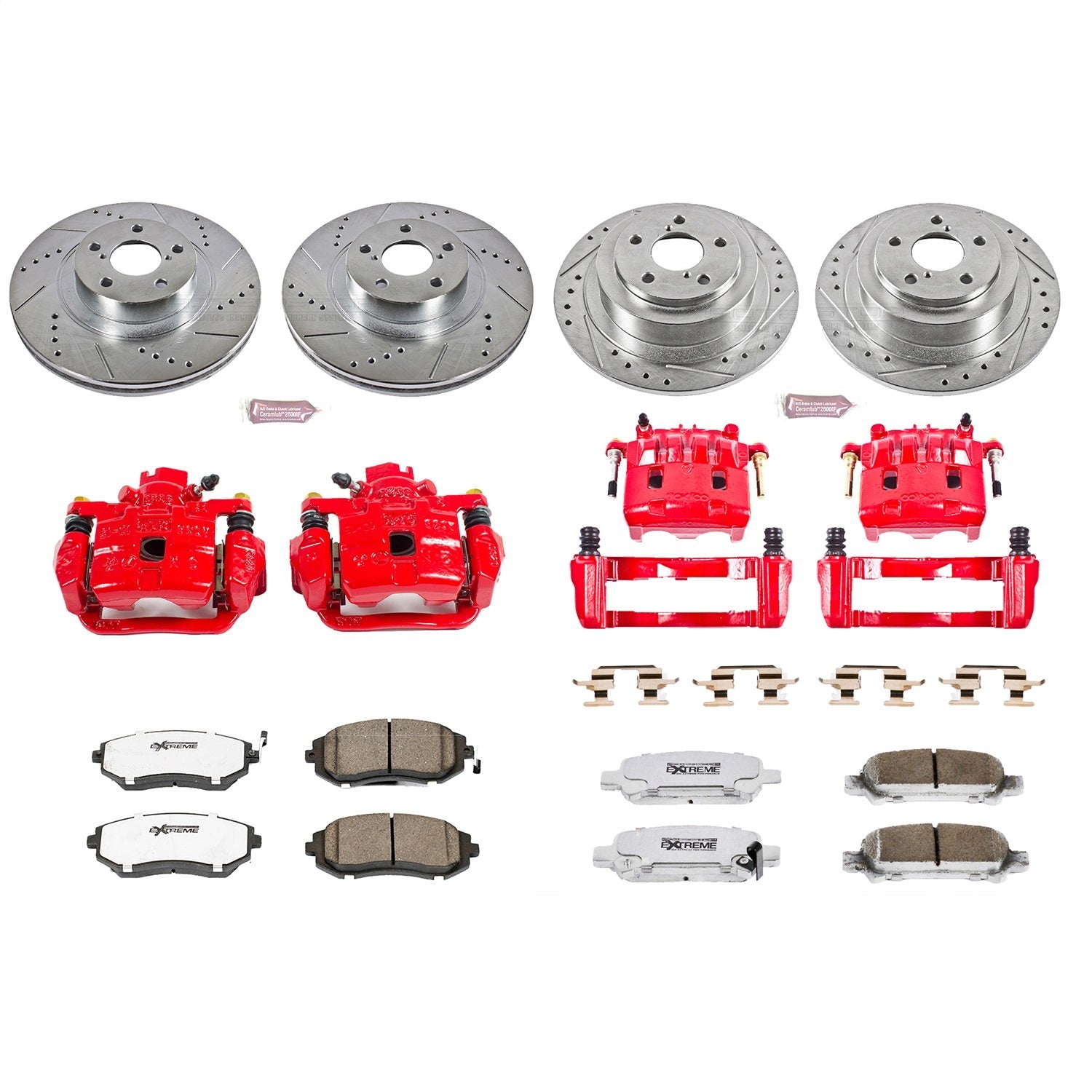 PowerStop Front & Rear Z26 Street Warrior Brake Kit w/ Calipers | Subaru Baja (2004–2006) (KC2748-26)