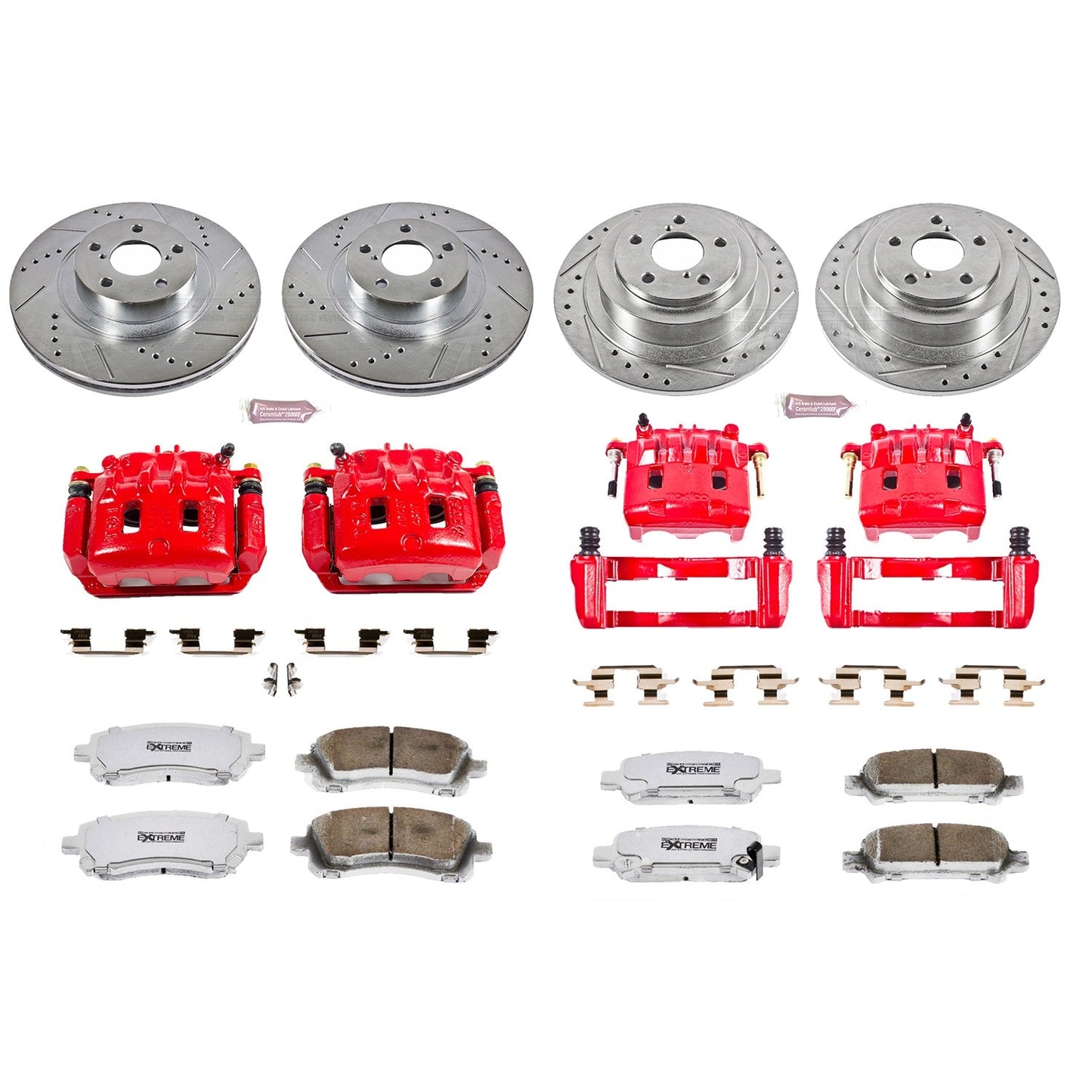 PowerStop Front & Rear Z26 Street Warrior Brake Kit w/ Calipers | Subaru Legacy (2000–2002) (KC2749-26)