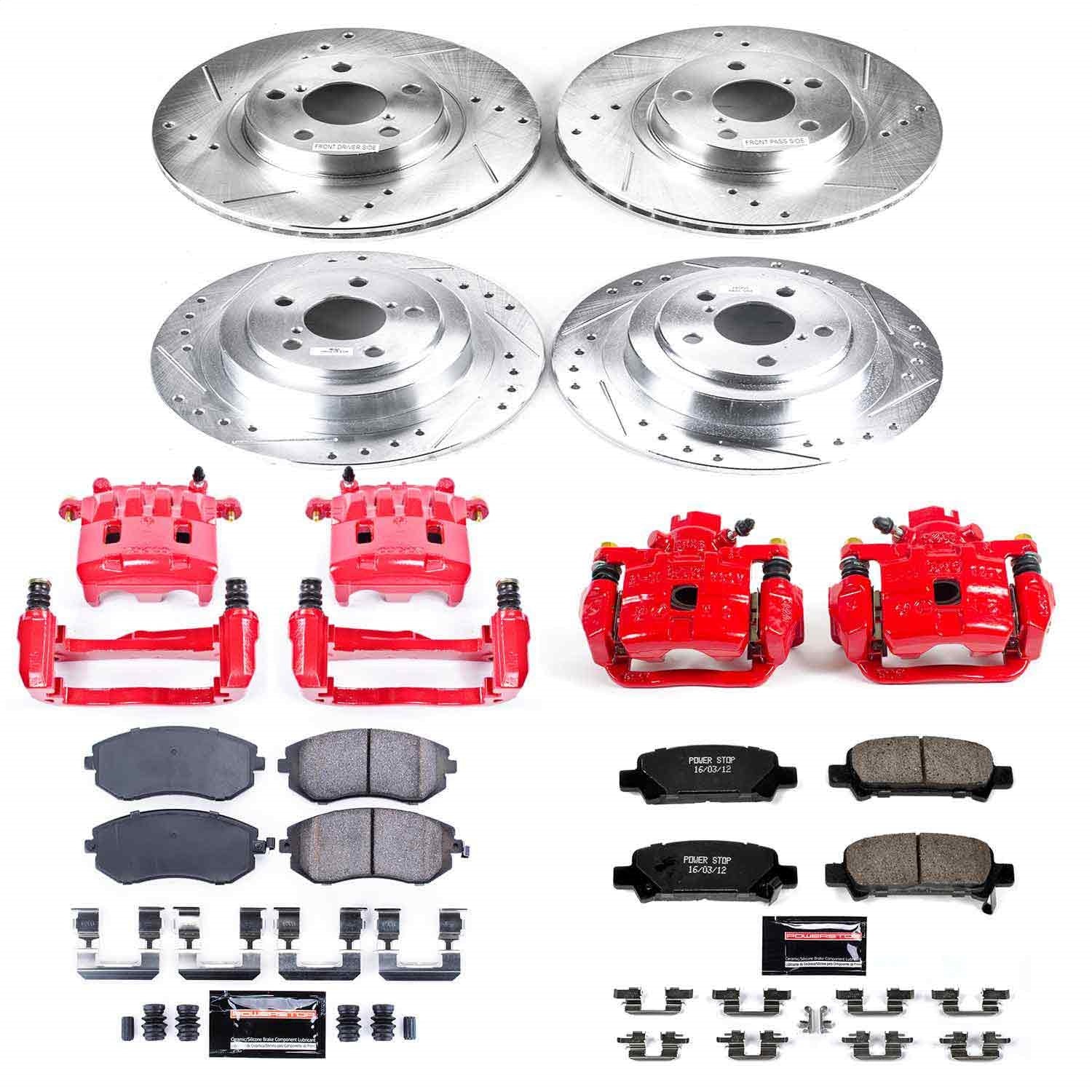 PowerStop Front & Rear Z23 Evolution Sport Brake Kit w/ Calipers | Subaru Legacy (2002–2004) (KC2750)