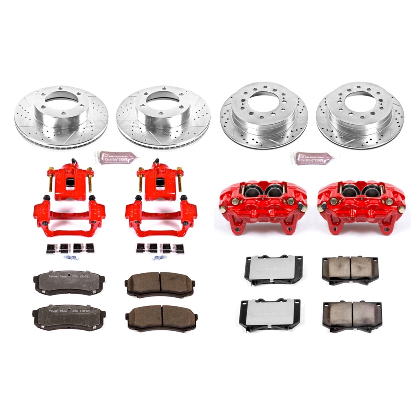 PowerStop Front and Rear Z36 Truck & Tow Kit w/ Calipers | Toyota Sequoia (2001–2002) (KC2756-36)