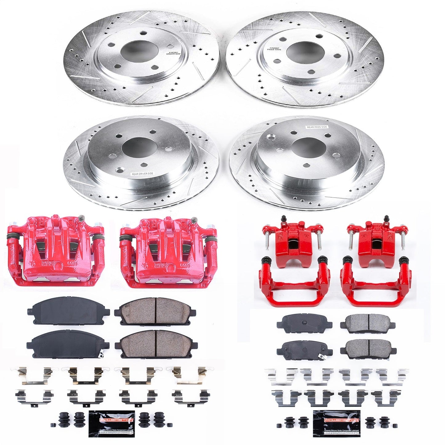 PowerStop Front & Rear Z23 Evolution Sport Brake Kit w/ Calipers | Nissan Quest (2004–2009) (KC2766)