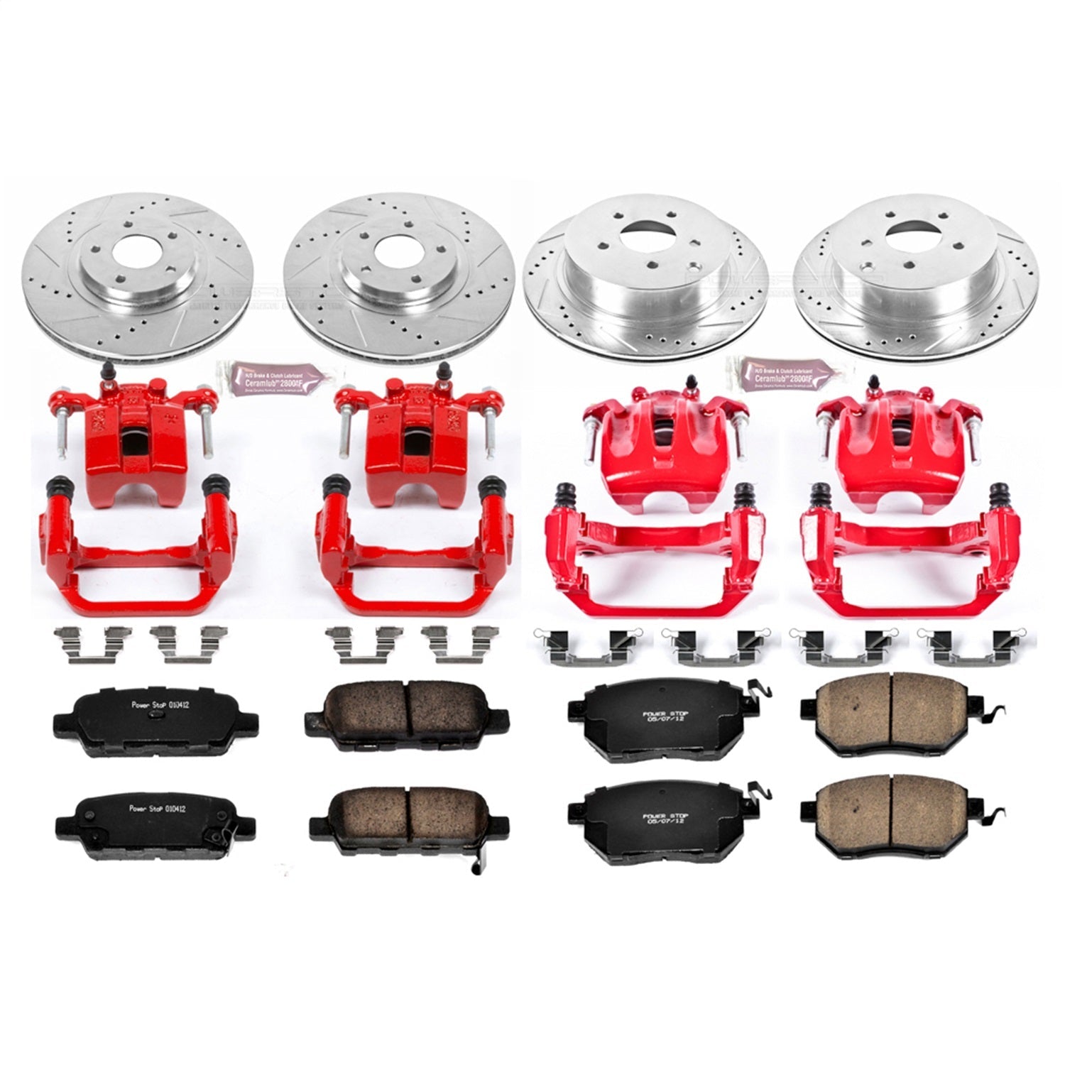 PowerStop Front & Rear Z23 Evolution Sport Brake Kit w/ Calipers | Nissan Murano (2003–2005) (KC2767)