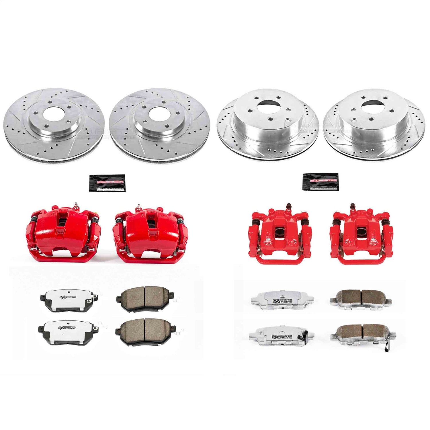 PowerStop Front and Rear Z26 Street Kit w/ Calipers | Infiniti FX45 (2003–2005) (KC2767A-26)