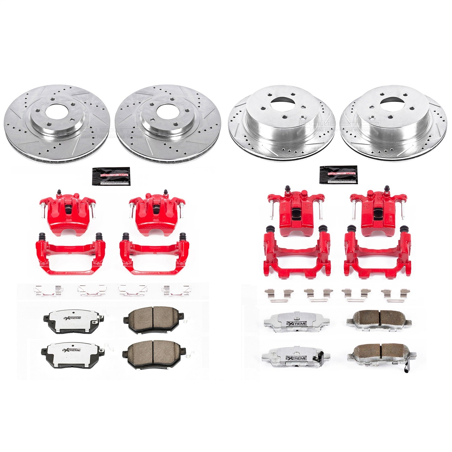 PowerStop Front and Rear Z26 Street Kit w/ Calipers | Nissan Murano (2009–2011) (KC2767B-26)
