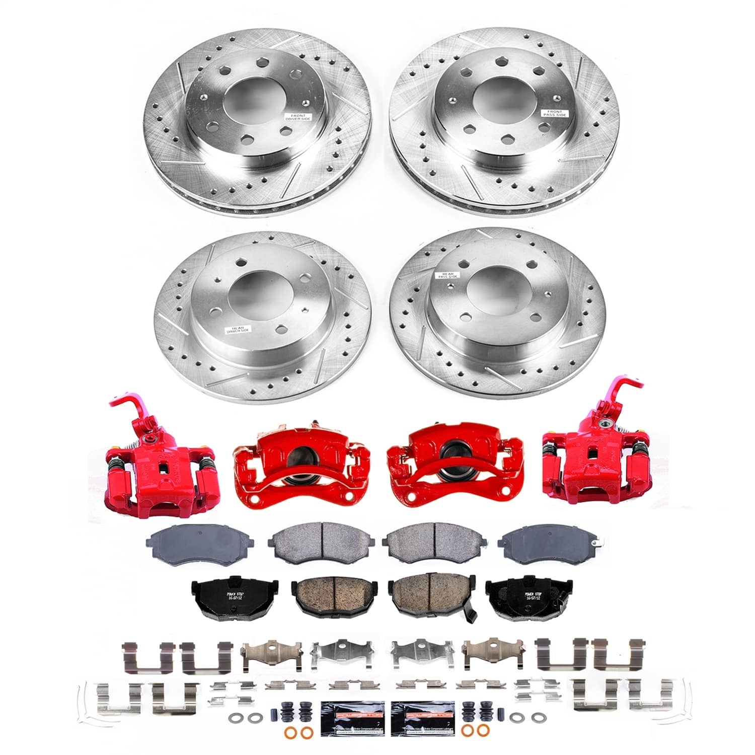 PowerStop Front and Rear Z23 Evolution Kit w/ Calipers | Hyundai Elantra (2005–2006) (KC2778A)