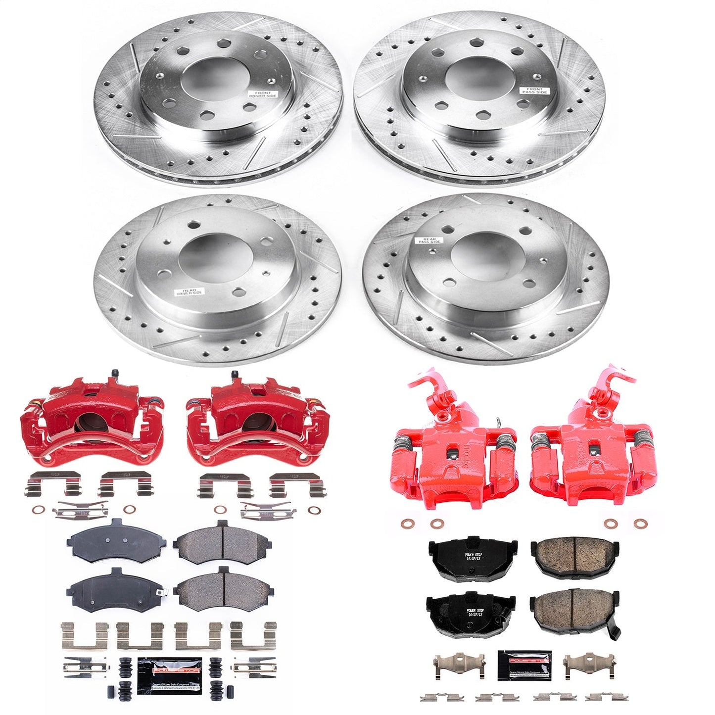 PowerStop Front & Rear Z23 Evolution Sport Brake Kit w/ Calipers | Hyundai Elantra (2003–2005) (KC2779A)