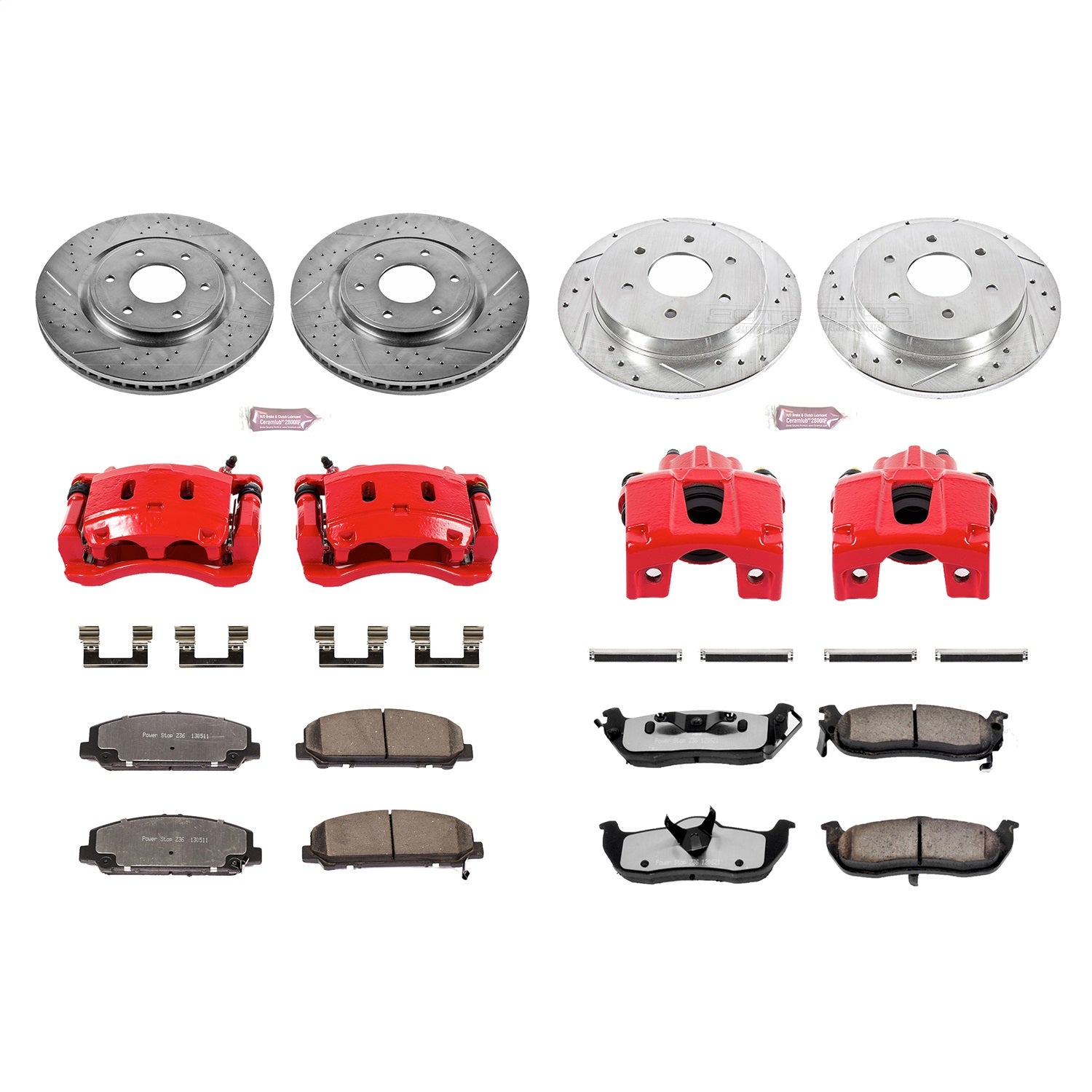 PowerStop Front and Rear Z36 Truck & Tow Kit w/ Calipers | Nissan Armada (2006–2007) (KC2804-36)