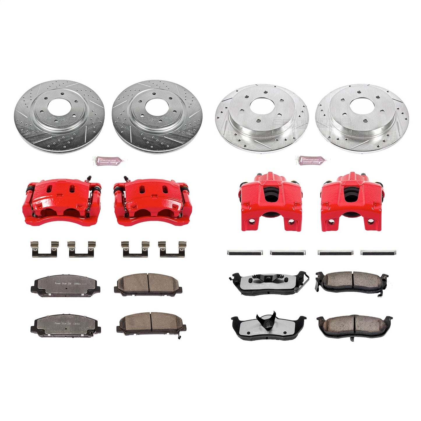 PowerStop Front and Rear Z36 Truck & Tow Kit w/ Calipers | Nissan Titan (2008–2010) (KC2805-36)