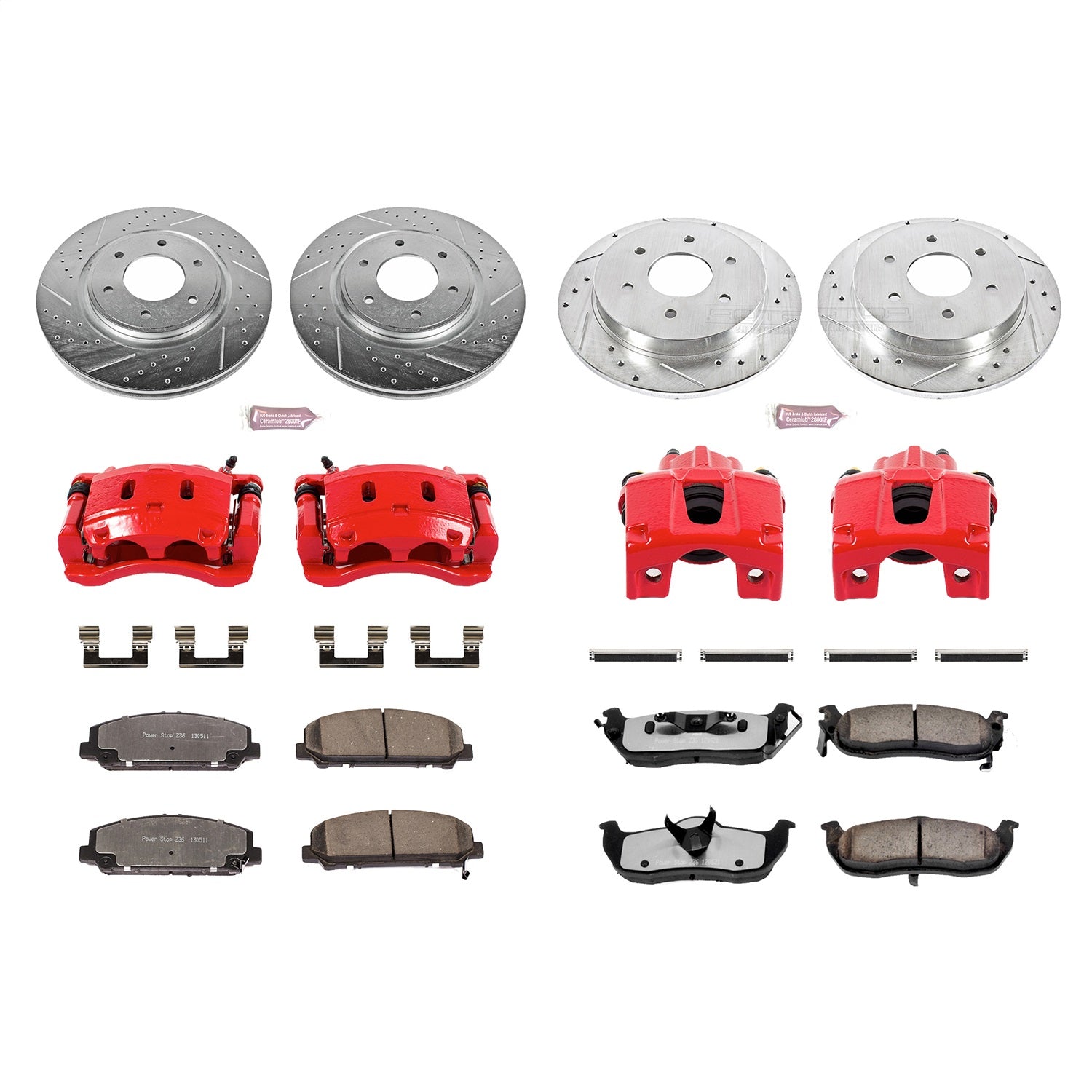 PowerStop Front and Rear Z36 Truck & Tow Kit w/ Calipers | Nissan Titan (2008–2010) (KC2805-36)