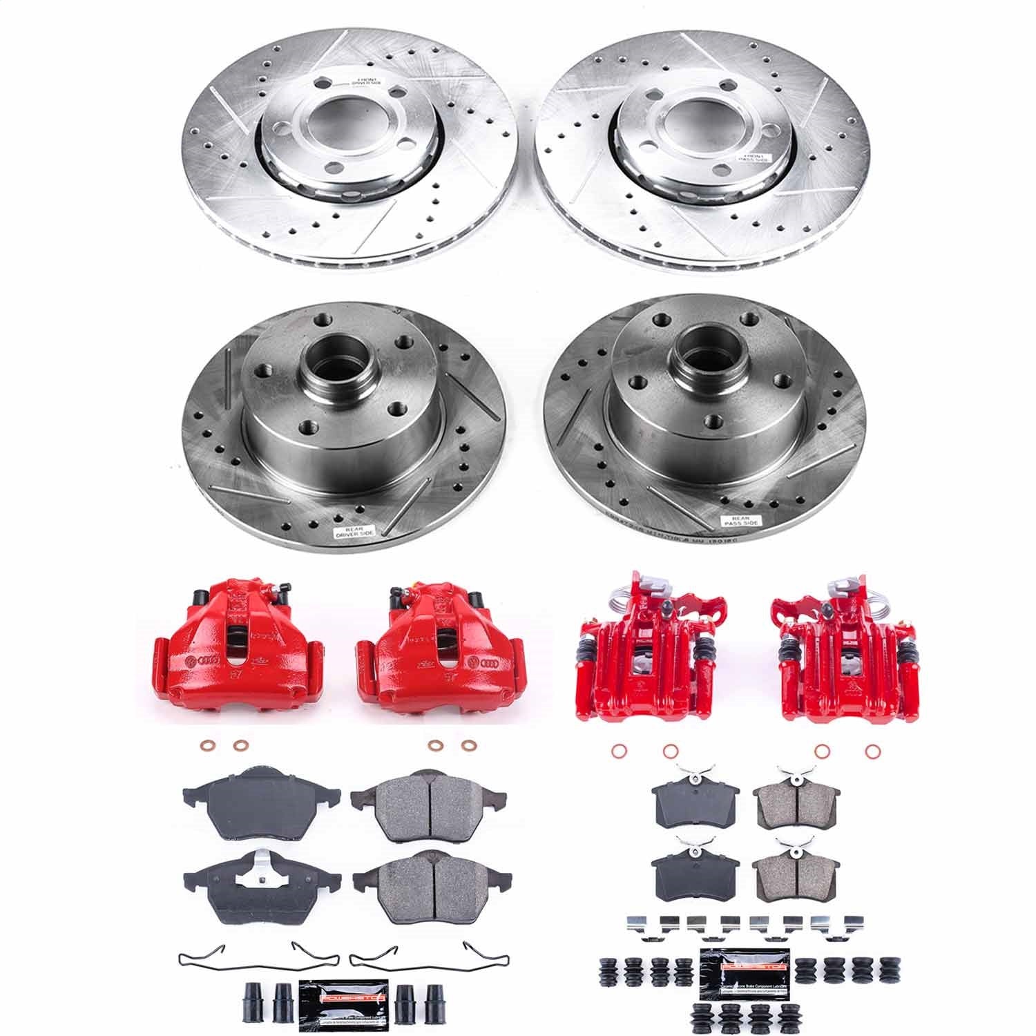 PowerStop Front & Rear Z23 Evolution Sport Brake Kit w/ Calipers | Audi A4 (1998) (KC2824)