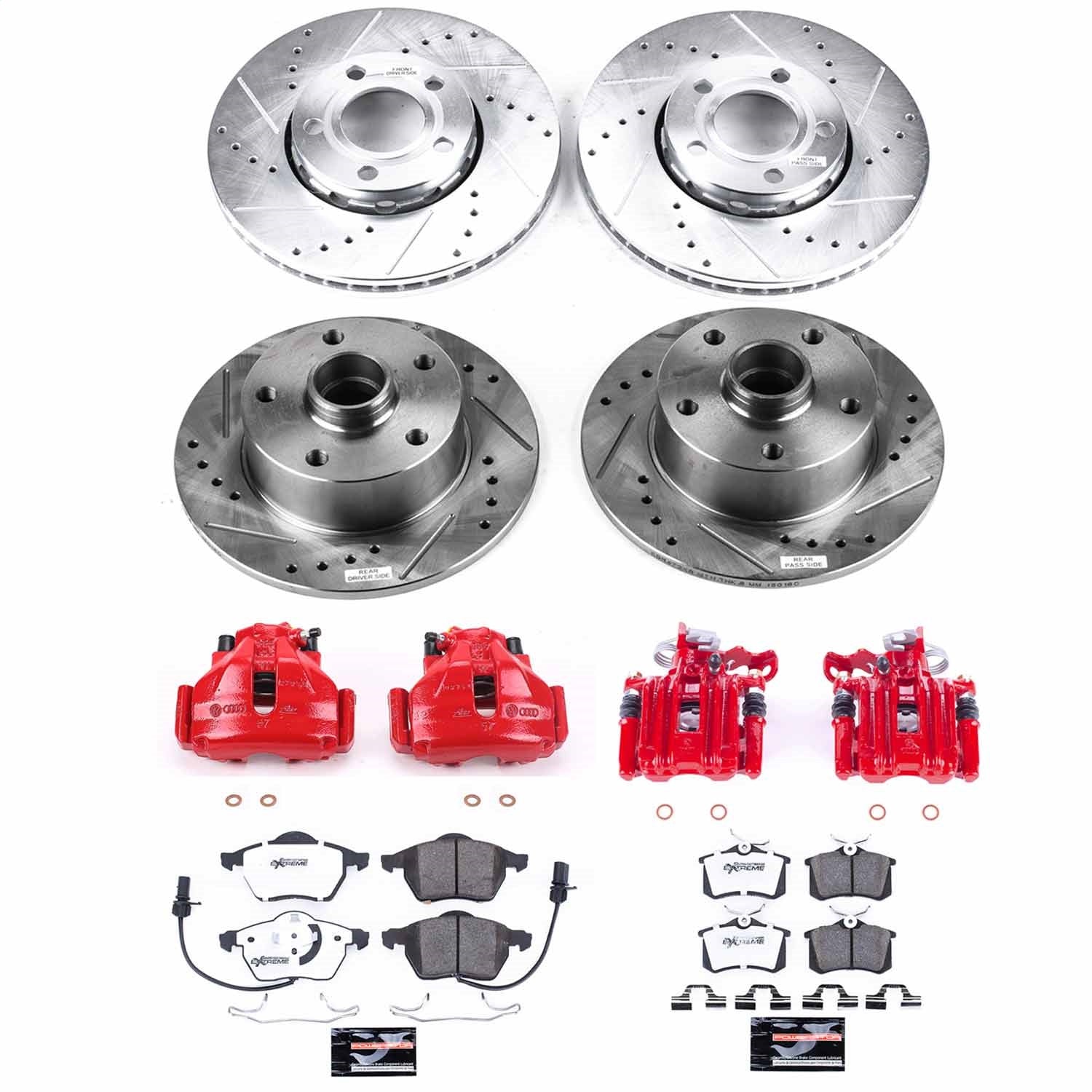 PowerStop Front & Rear Z26 Street Warrior Brake Kit w/ Calipers | Audi A4 (1999–2001) (KC2825-26)
