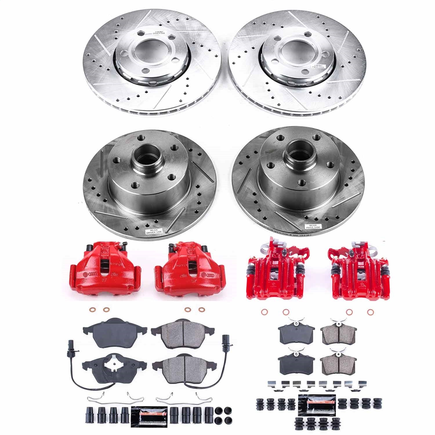 PowerStop Front & Rear Z23 Evolution Sport Brake Kit w/ Calipers | Audi A4 (1999–2001) (KC2825)