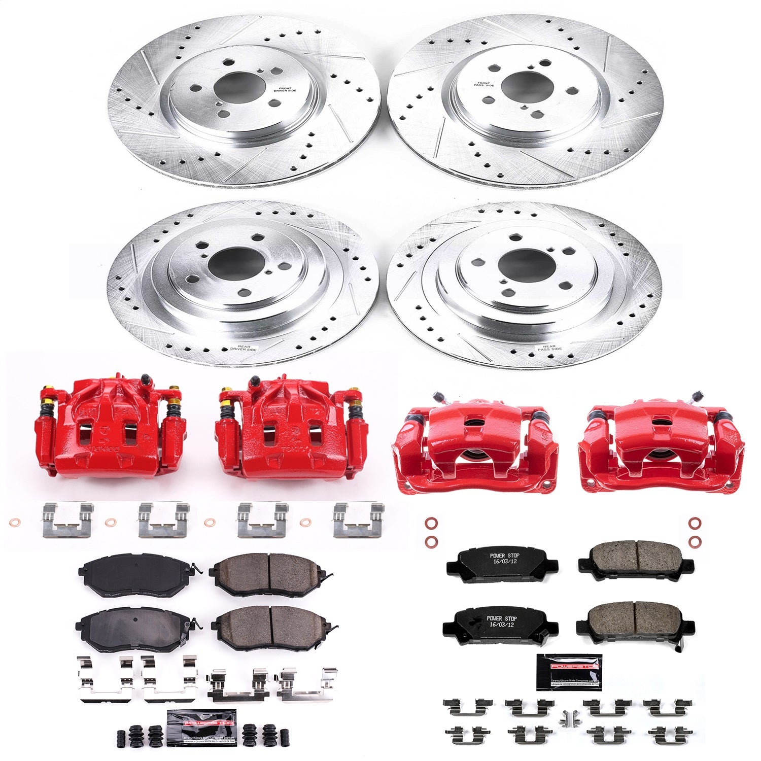 PowerStop Front & Rear Z23 Evolution Sport Brake Kit w/ Calipers | Subaru Legacy (2005–2009) (KC286)