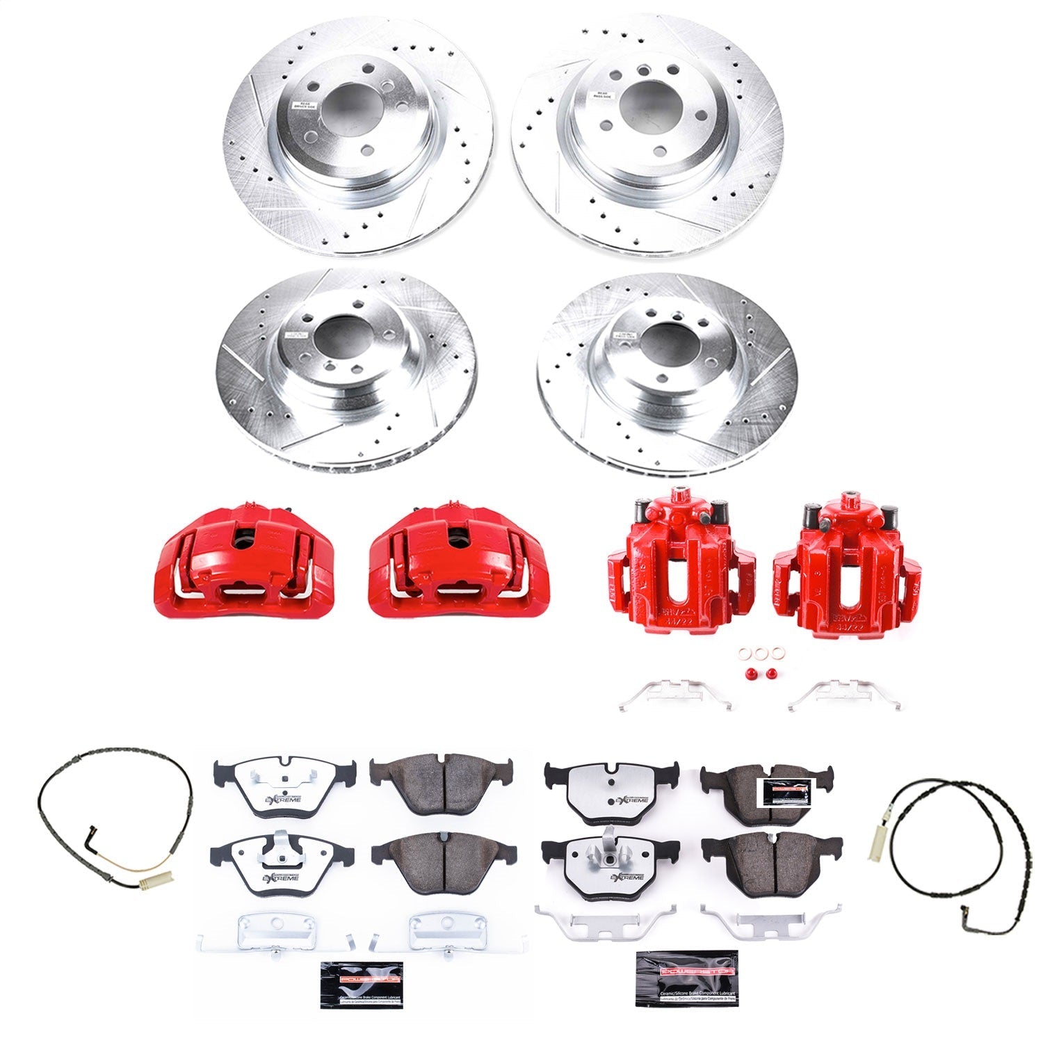 PowerStop Front and Rear Z26 Street Kit w/ Calipers | BMW 335xi (2007–2008) (KC2883-26)