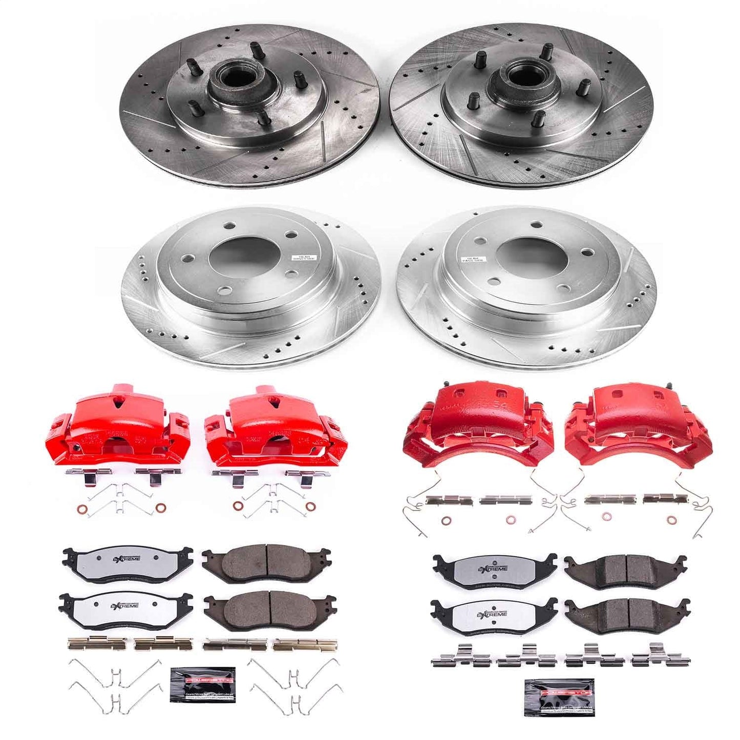 PowerStop Front and Rear Z36 Truck & Tow Kit w/ Calipers | Ford E-150 Club Wagon (2004–2005) (KC4021-36)