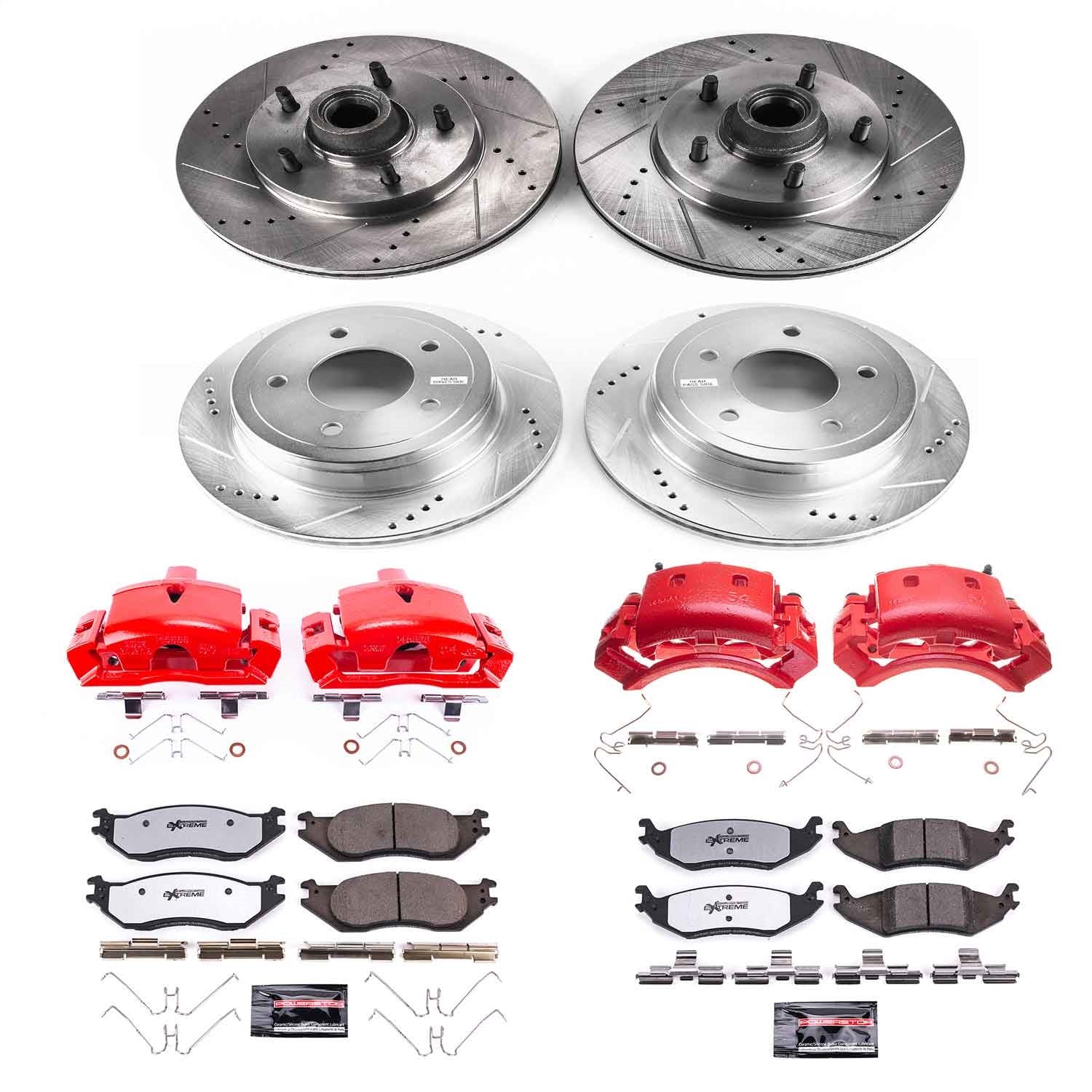 PowerStop Front and Rear Z36 Truck & Tow Kit w/ Calipers | Ford E-150 Club Wagon (2004–2005) (KC4021-36)