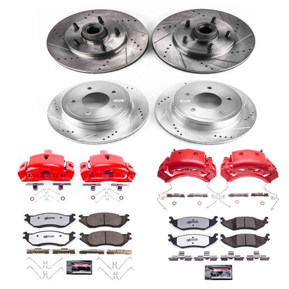 PowerStop Front and Rear Z36 Truck & Tow Kit w/ Calipers | Ford E-150 Club Wagon (2004–2005) (KC4021-36)