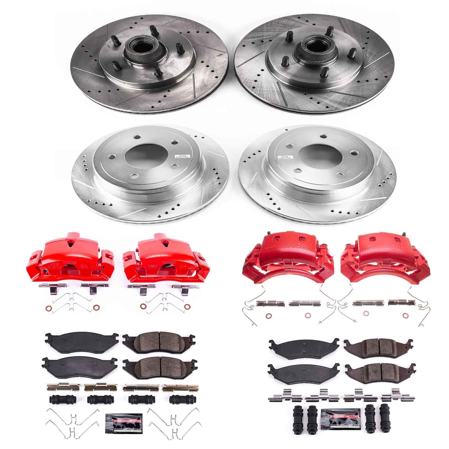 PowerStop Front and Rear Z23 Evolution Kit w/ Calipers | Ford E-150 Club Wagon (2004–2005) (KC4021)
