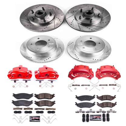 PowerStop Front and Rear Z23 Evolution Kit w/ Calipers | Ford E-150 Club Wagon (2004–2005) (KC4021)
