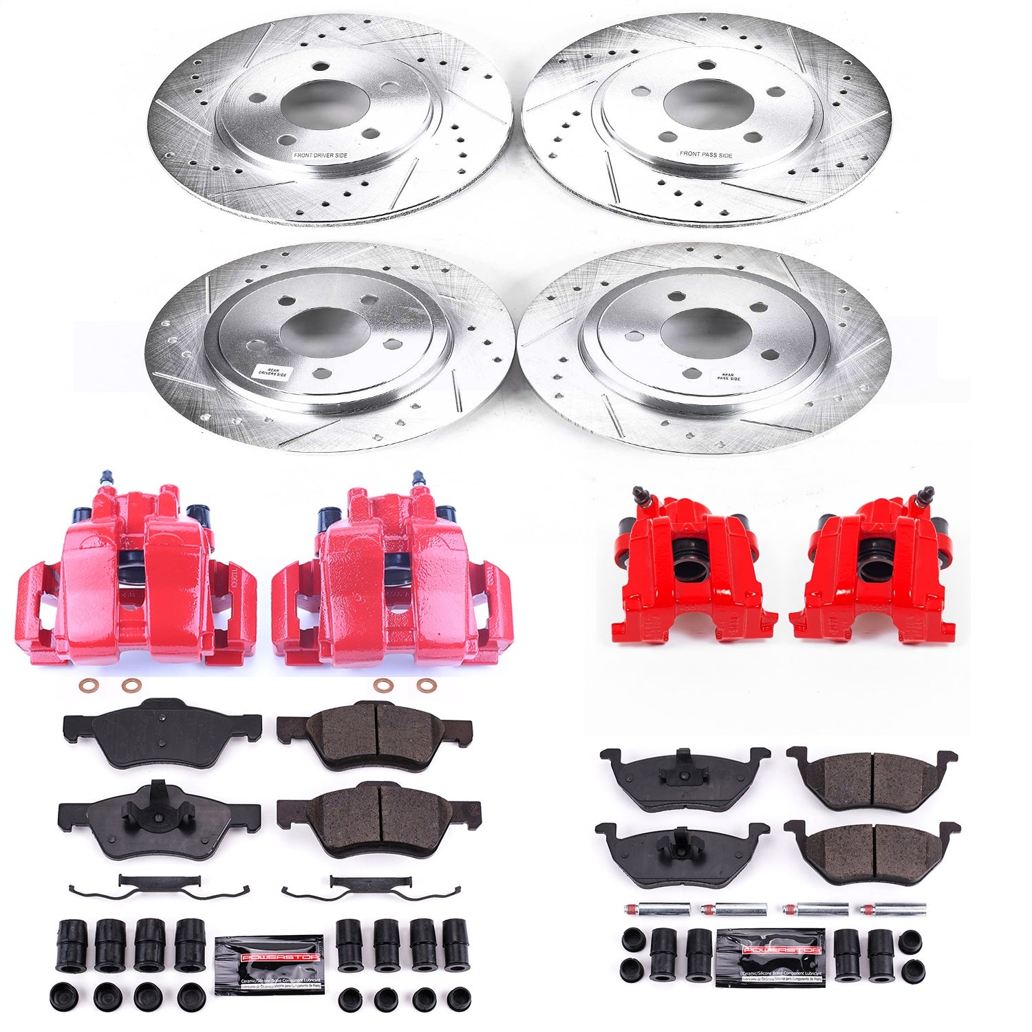 PowerStop Front & Rear Z23 Evolution Sport Brake Kit w/ Calipers | Ford Escape (2007) (KC4024A)