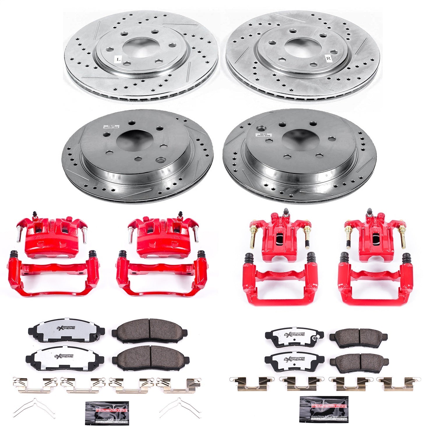 PowerStop Front & Rear Z36 Truck & Tow Brake Kit w/ Calipers | Nissan Frontier 2005–2018 (KC4063-36)