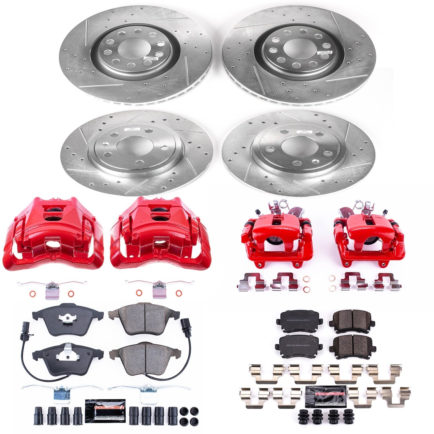 PowerStop Front & Rear Z23 Evolution Sport Brake Kit w/ Calipers | Audi A4 (2005–2006) (KC4065)