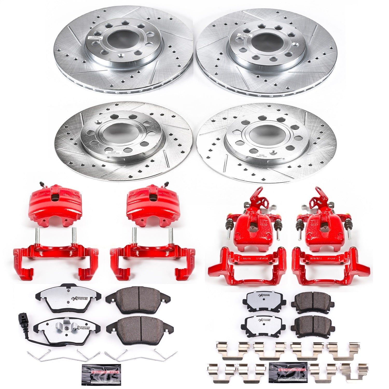 PowerStop Front & Rear Z26 Street Warrior Brake Kit w/ Calipers | Volkswagen Jetta (2005–2010) (KC4068A-26)