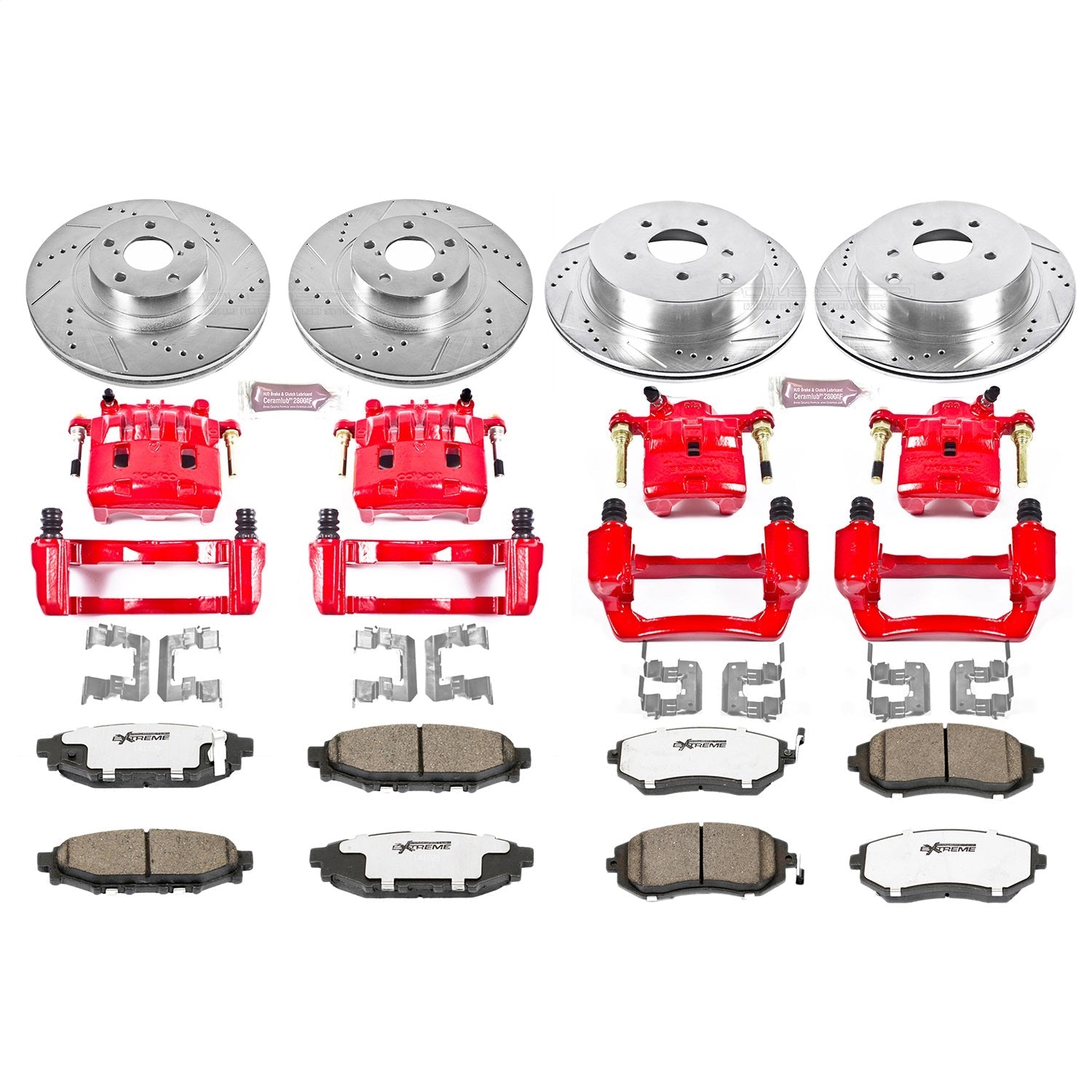 PowerStop Front & Rear Z26 Street Warrior Brake Kit w/ Calipers | Subaru Forester (2009–2010) (KC4077-26)