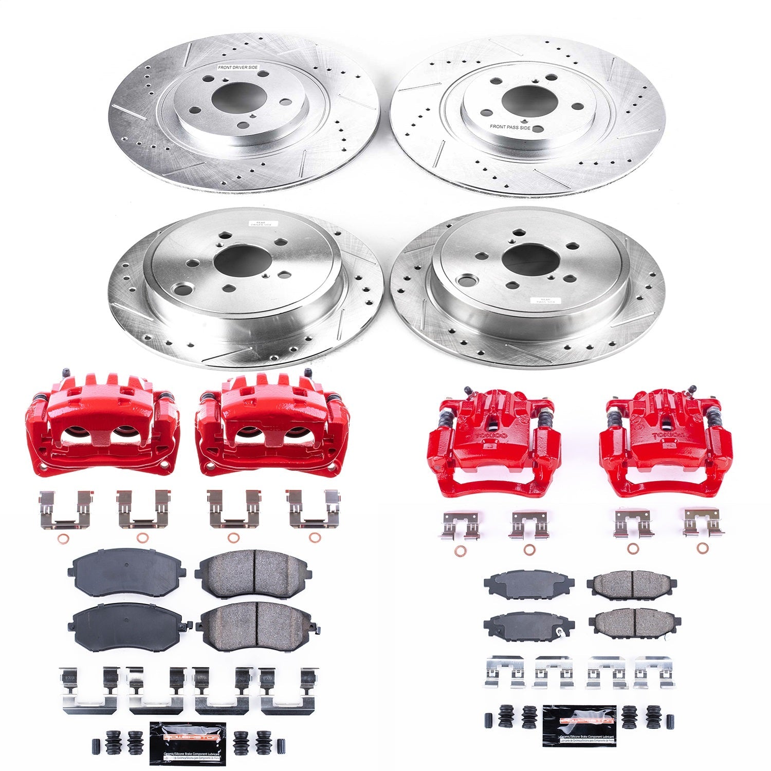PowerStop Front & Rear Z23 Evolution Sport Brake Kit w/ Calipers | Subaru Legacy (2010–2012) (KC4077A)