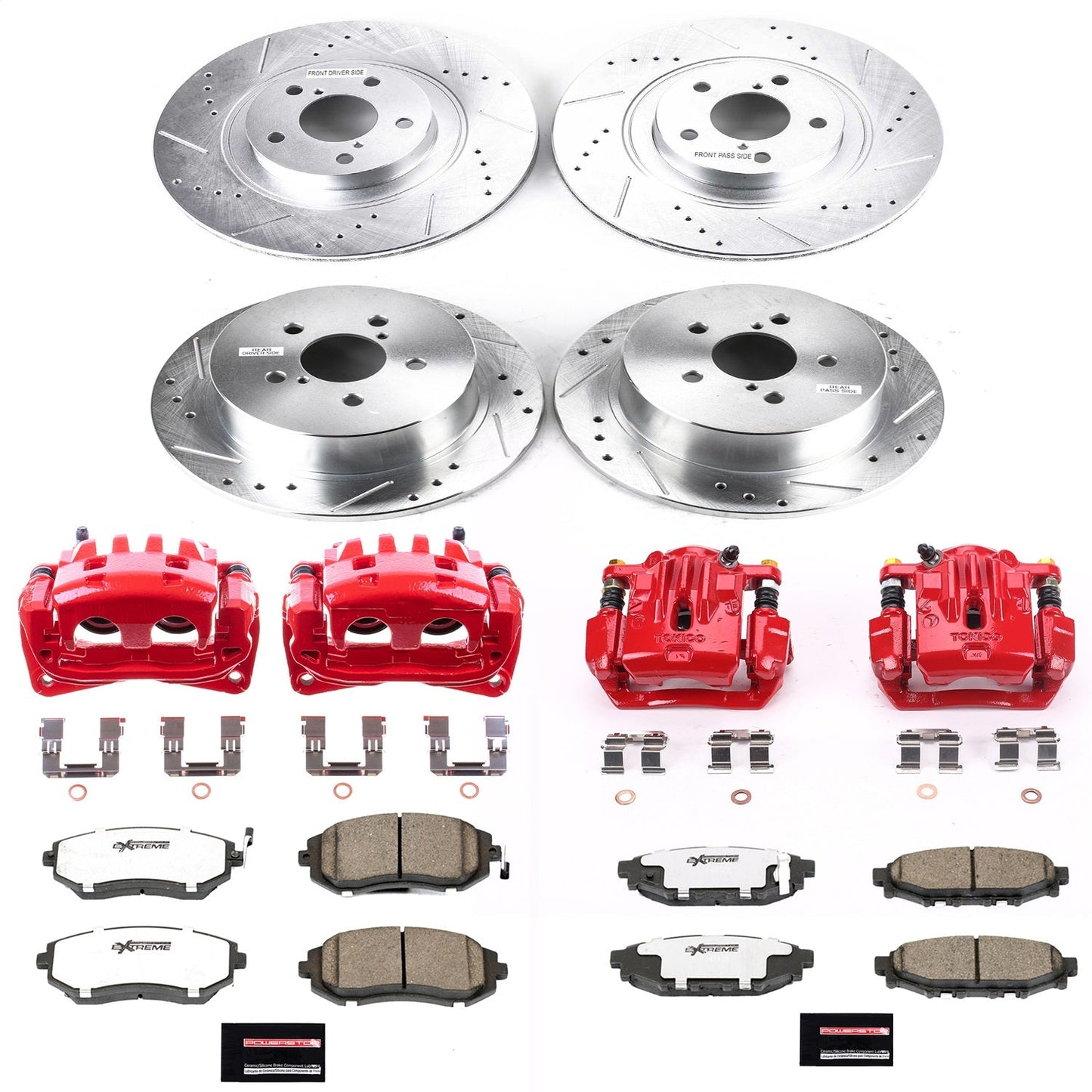 PowerStop Front & Rear Z26 Street Warrior Brake Kit w/ Calipers | Subaru Legacy (2006–2009) (KC4079-26)
