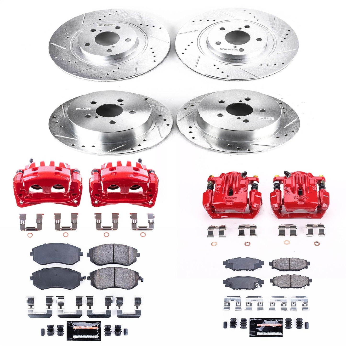 PowerStop Front & Rear Z23 Evolution Sport Brake Kit w/ Calipers | Subaru Legacy (2006–2009) (KC4079)