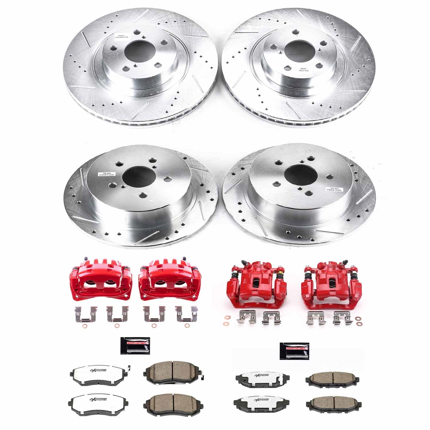 PowerStop Front & Rear Z26 Street Warrior Brake Kit w/ Calipers | Subaru Legacy (2005) (KC4081-26)
