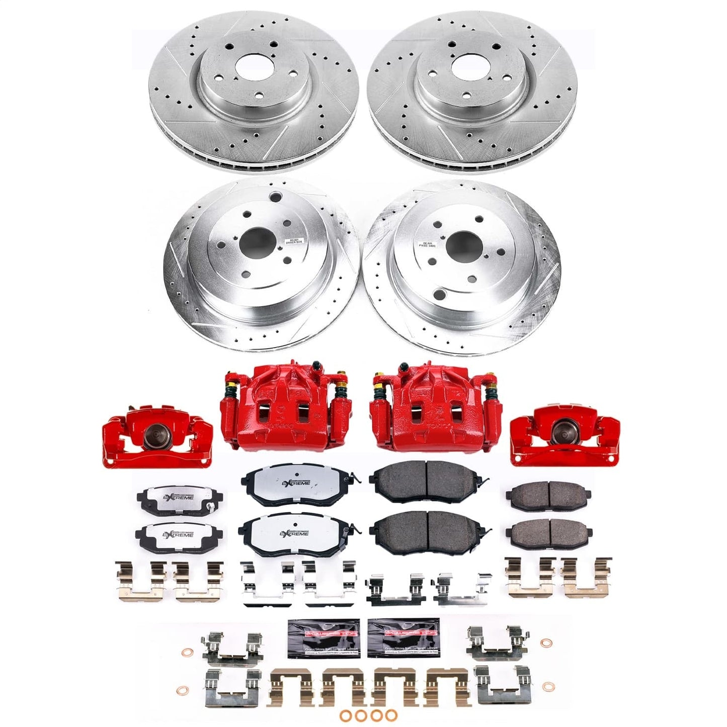 PowerStop Front and Rear Z26 Street Kit w/ Calipers | Subaru B9 Tribeca (2006–2007) (KC4088-26)