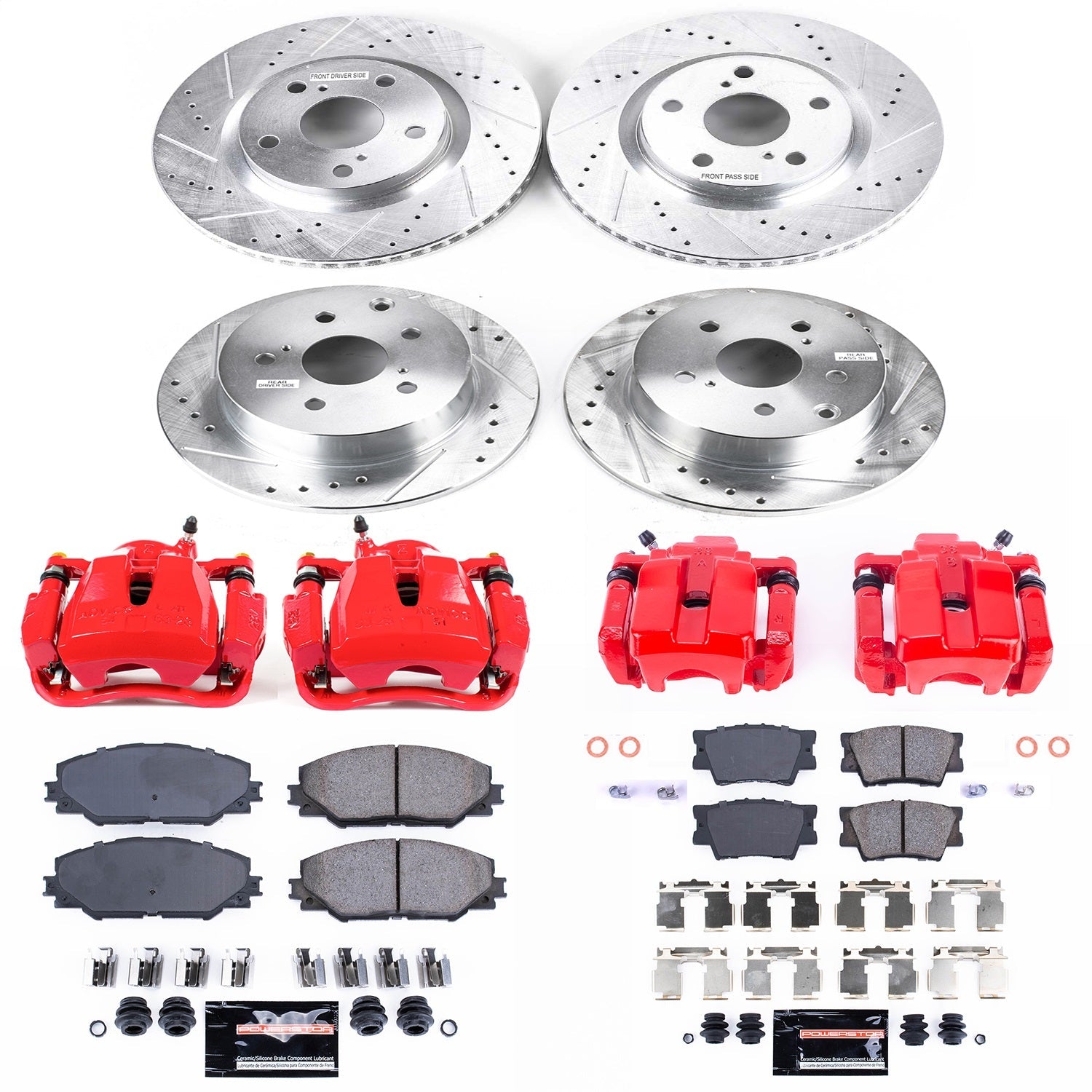 PowerStop Front & Rear Z23 Evolution Sport Brake Kit w/ Calipers | Pontiac Vibe (2009–2010) (KC4099)