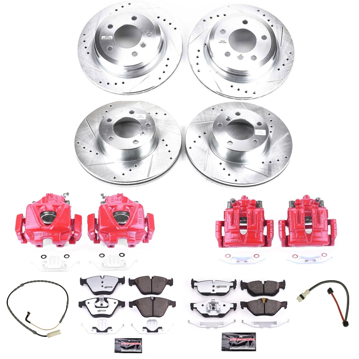 PowerStop Front & Rear Z26 Street Warrior Brake Kit w/ Calipers | BMW 328i (2008–2010) (KC4104-26)