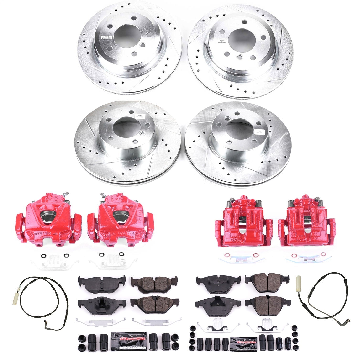 PowerStop Front & Rear Z23 Evolution Sport Brake Kit w/ Calipers | BMW 328i (2008–2010) (KC4104)