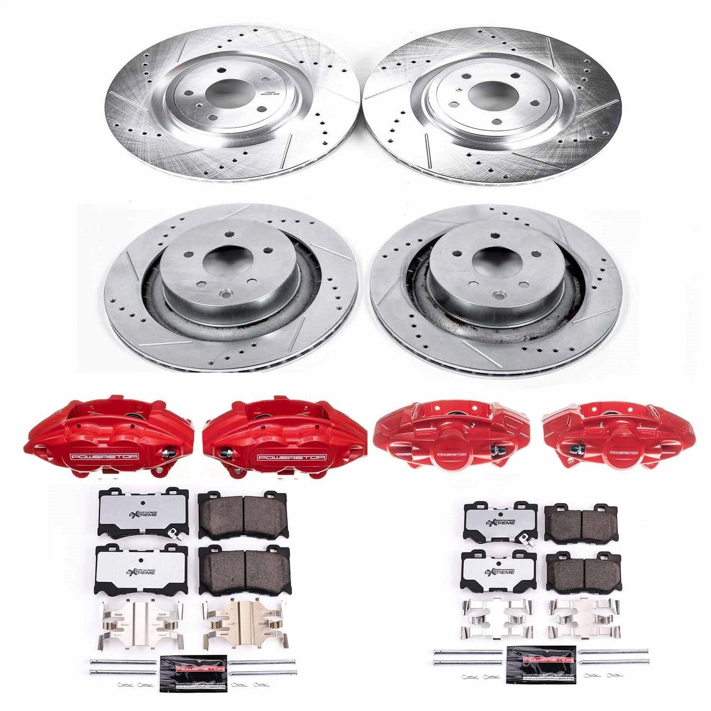PowerStop Front and Rear Z26 Street Kit w/ Calipers | Nissan 370Z (2009–2019) (KC4138A-26)