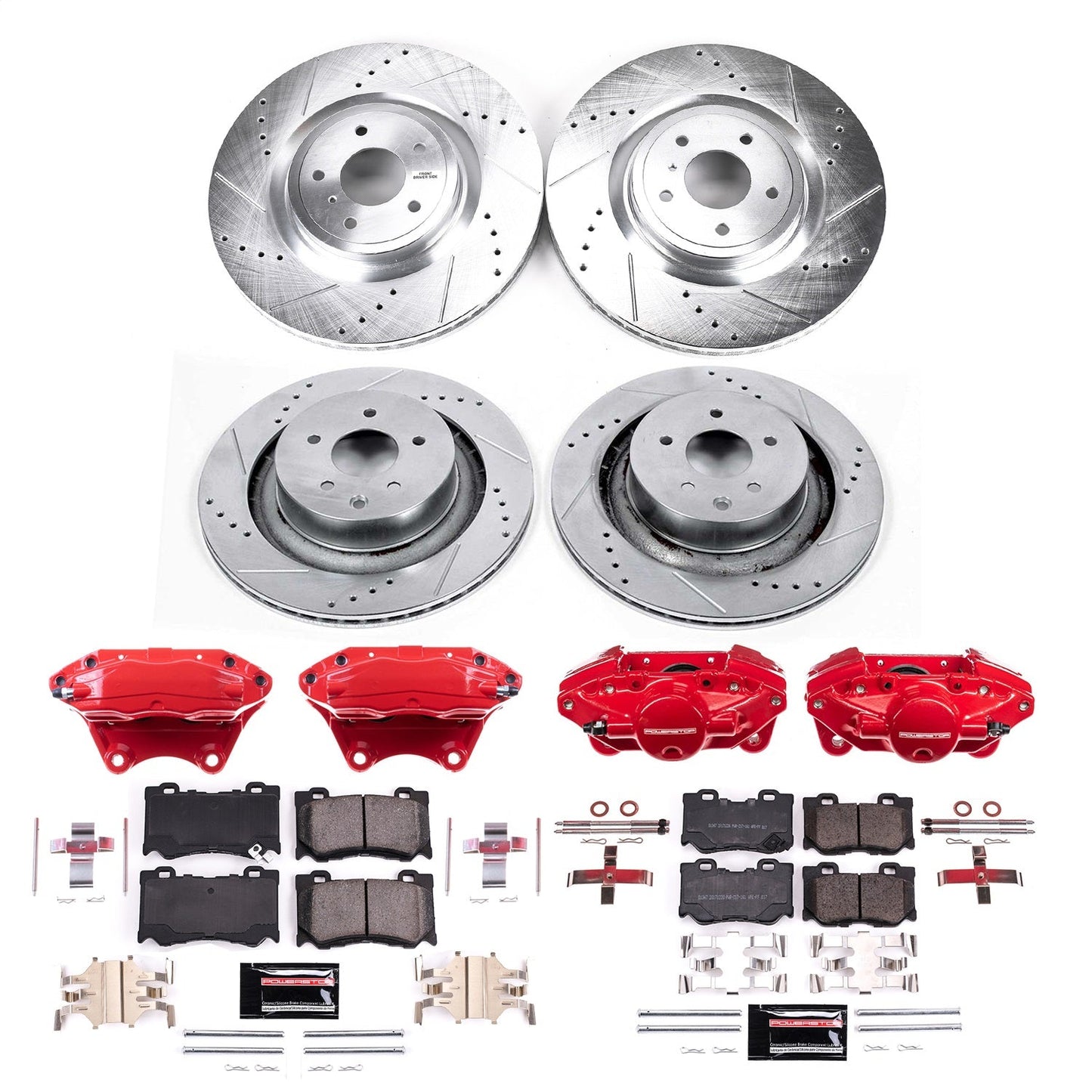 PowerStop Front & Rear Z23 Evolution Kit w/ Calipers | Nissan 350Z (2009) (KC4138B)