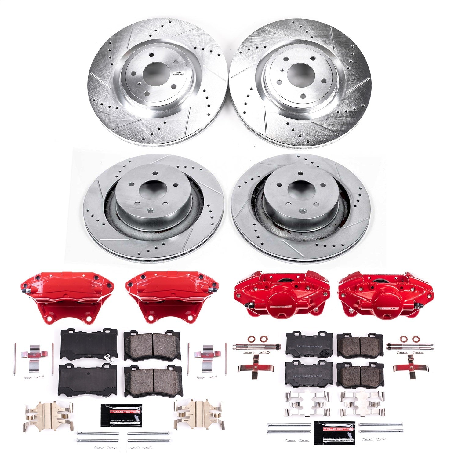 PowerStop Front & Rear Z23 Evolution Kit w/ Calipers | Nissan 350Z (2009) (KC4138B)